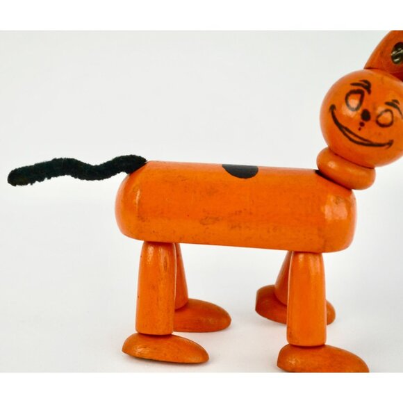 Little Orphan Annie Articulating Orange Wooden Dog Toy Vintage - Picture 3 of 8